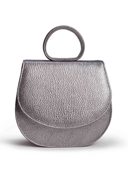Gretchen - Ebony Mini Loop Bag - Crinkled Silver