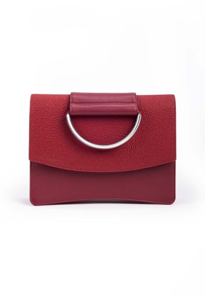 Gretchen - Oyster Clutch Three - Cranberry Red Circles
